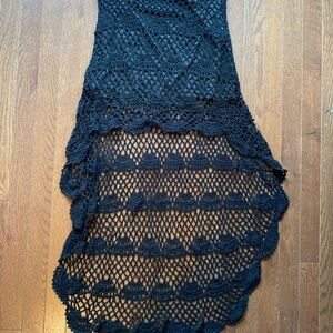 Black Crochet High Low skirt